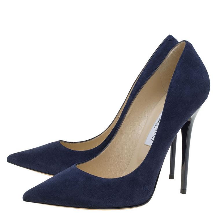 Pre Owned Jimmy Choo Navy Suede Anouk Pumps Size 40
