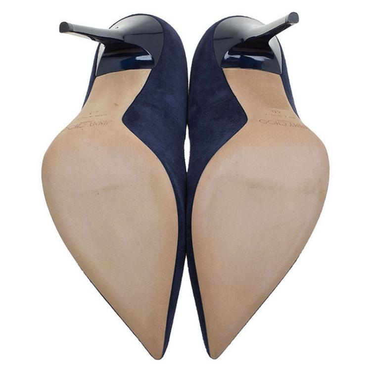 Pre Owned Jimmy Choo Navy Suede Anouk Pumps Size 40