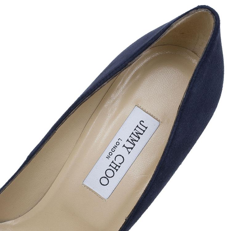 Pre Owned Jimmy Choo Navy Suede Anouk Pumps Size 40