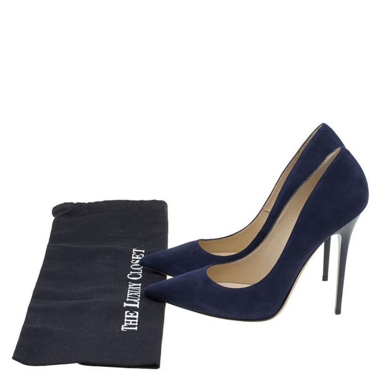 Pre Owned Jimmy Choo Navy Suede Anouk Pumps Size 40