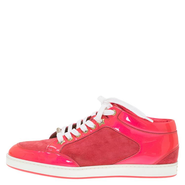 Pre Owned Jimmy Choo Pink Suede and Leather Miami Sneakers Size 38