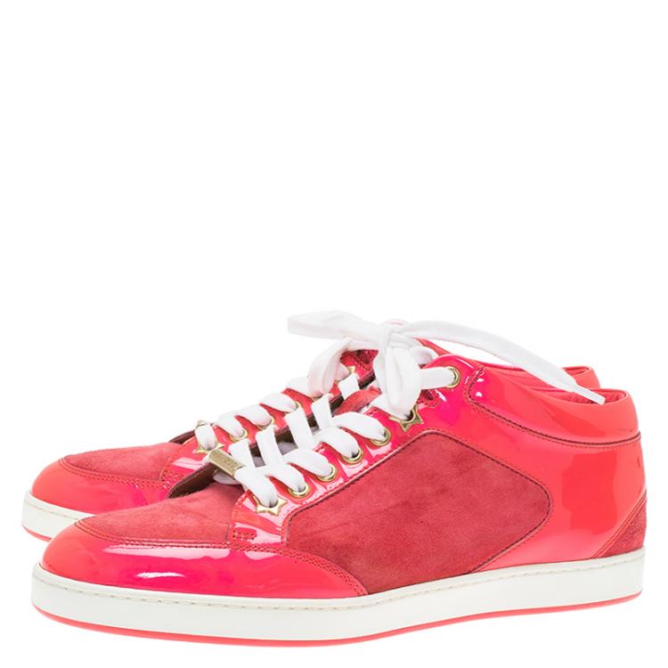 Pre Owned Jimmy Choo Pink Suede and Leather Miami Sneakers Size 38