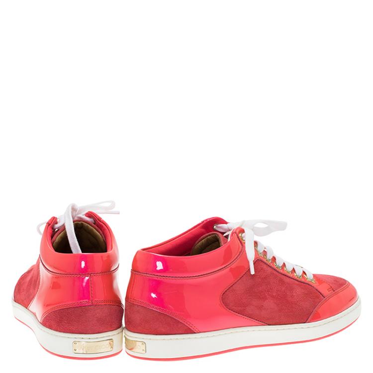 Pre Owned Jimmy Choo Pink Suede and Leather Miami Sneakers Size 38