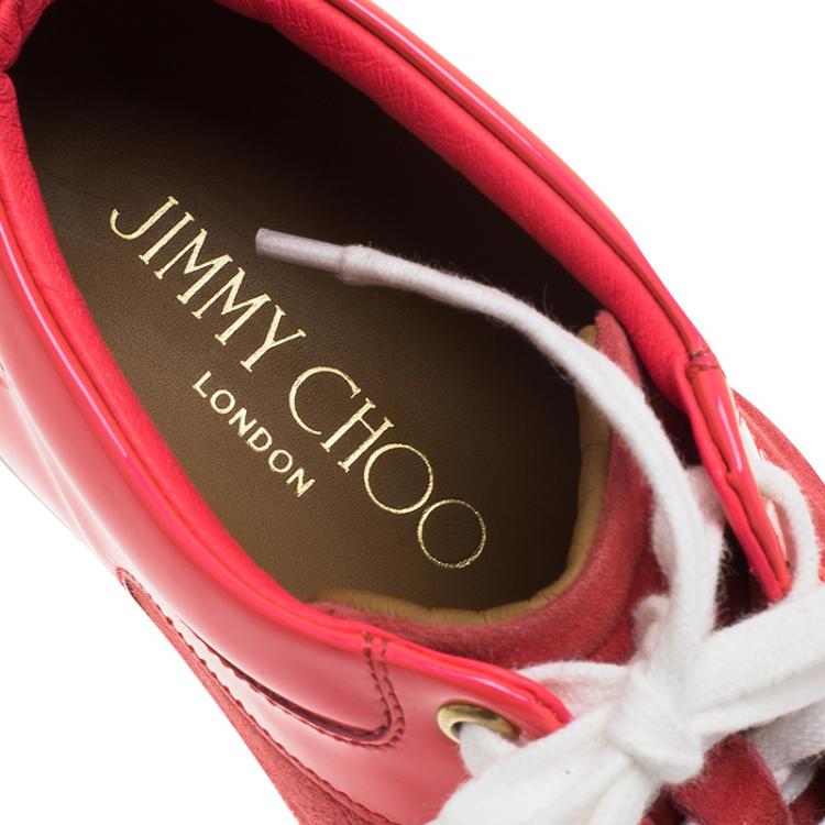Pre Owned Jimmy Choo Pink Suede and Leather Miami Sneakers Size 38