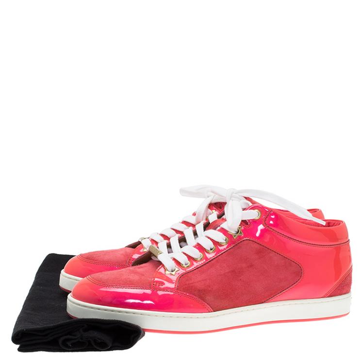 Pre Owned Jimmy Choo Pink Suede and Leather Miami Sneakers Size 38