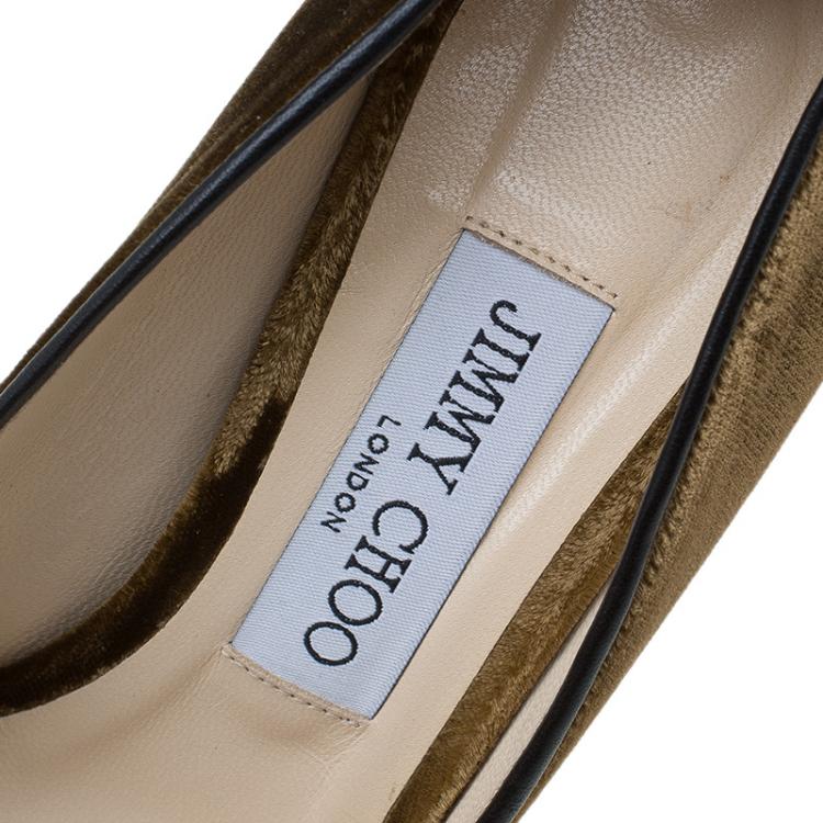 Pre Owned Jimmy Choo Dark Brown Velvet Romy Pointed Toe Pumps Size 36.5