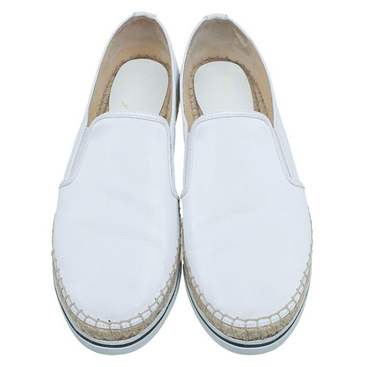 Pre Owned Jimmy Choo White Wet Look Canvas Dawn Slip On Espadrille Sneakers Size 40