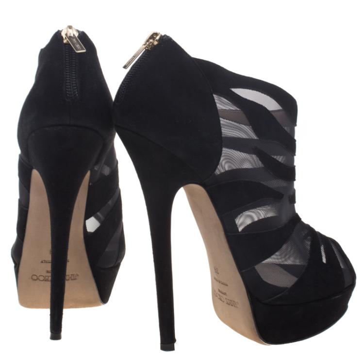 مملوكة مسبقًا Jimmy Choo Black Nylon and Suede Kerfield Ankle Booties Size 39