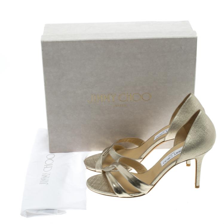 Pre Owned Jimmy Choo Gold Metallic Leather Tocsin D'orsay Pumps Size 41