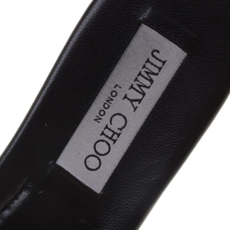 Pre Owned Jimmy Choo Black Leather Neave Floral Appliqué Slides Size 40