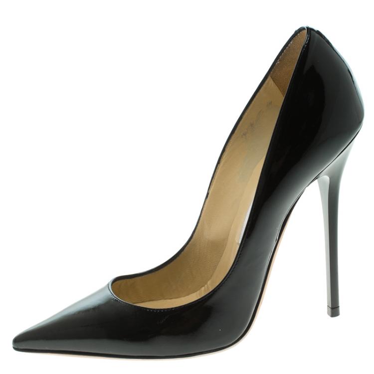 Pre Owned Jimmy Choo Black Patent Leather Anouk Pointed Toe Pumps Size 36