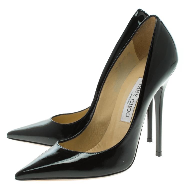 Pre Owned Jimmy Choo Black Patent Leather Anouk Pointed Toe Pumps Size 36