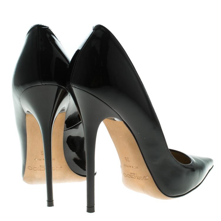 Pre Owned Jimmy Choo Black Patent Leather Anouk Pointed Toe Pumps Size 36