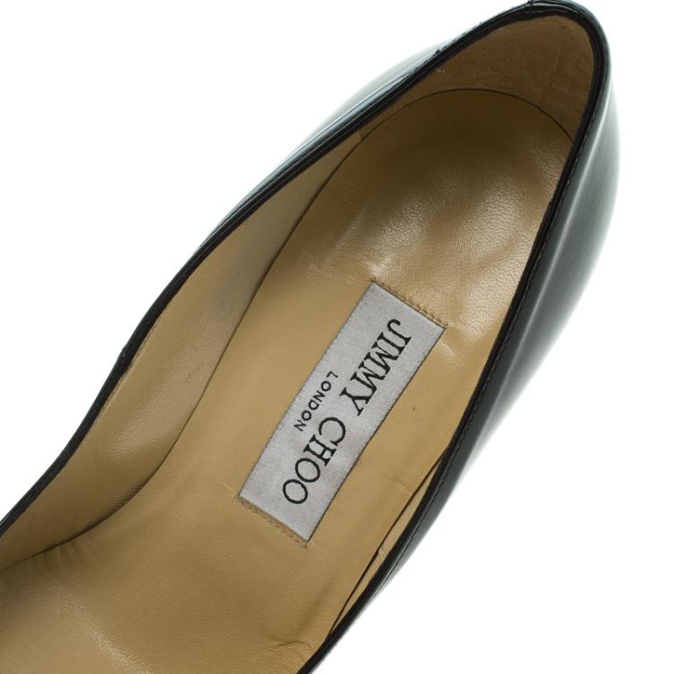 Pre Owned Jimmy Choo Black Patent Leather Anouk Pointed Toe Pumps Size 36