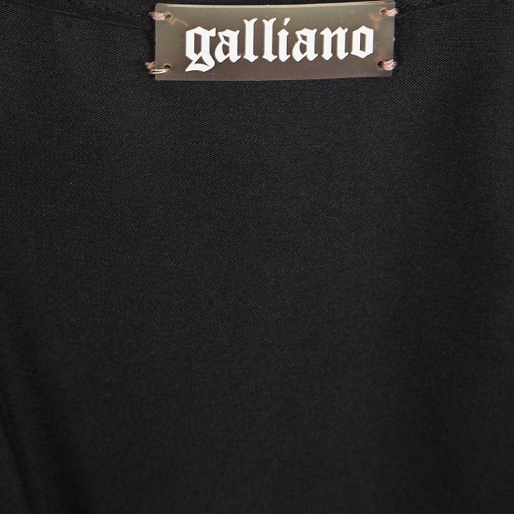 مملوكة مسبقًا John Galliano Black Tulle V-Neck Abito Dress S