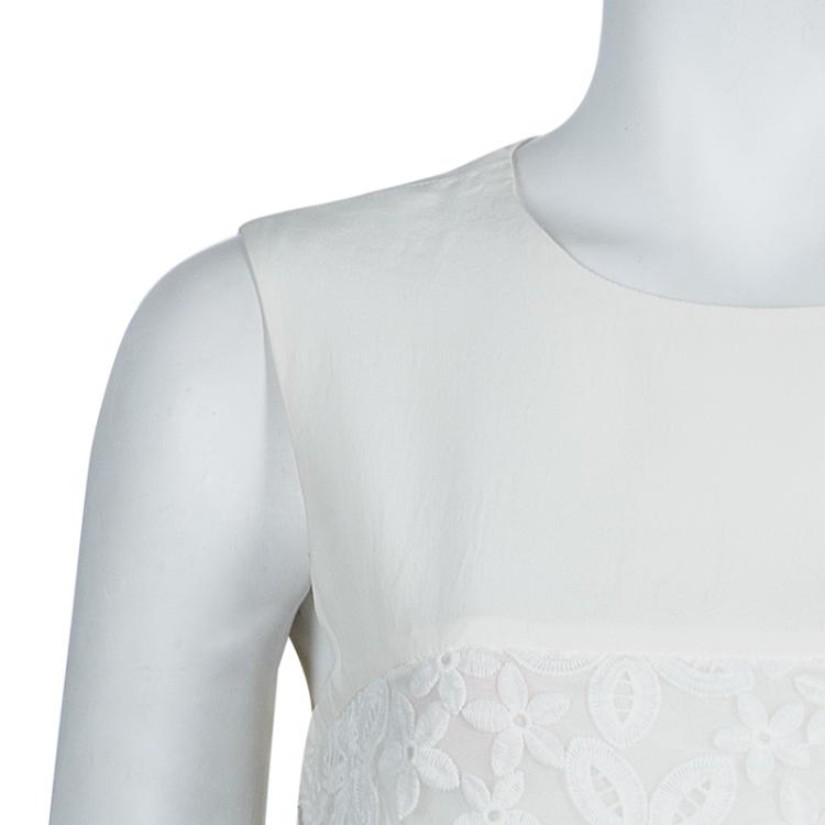 Pre Owned Joseph White Lori Embroidered Dress M