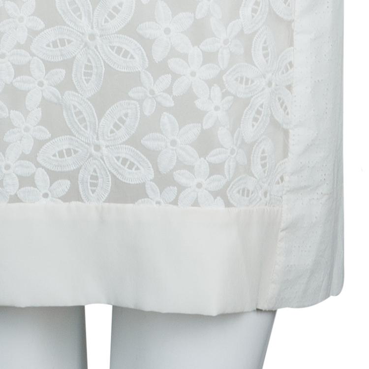 Pre Owned Joseph White Lori Embroidered Dress M