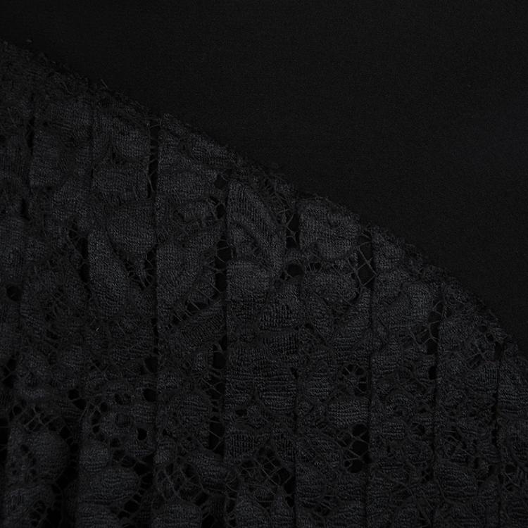 Pre Owned Joseph Black Pleated Lace Detail Courtney Skirt L