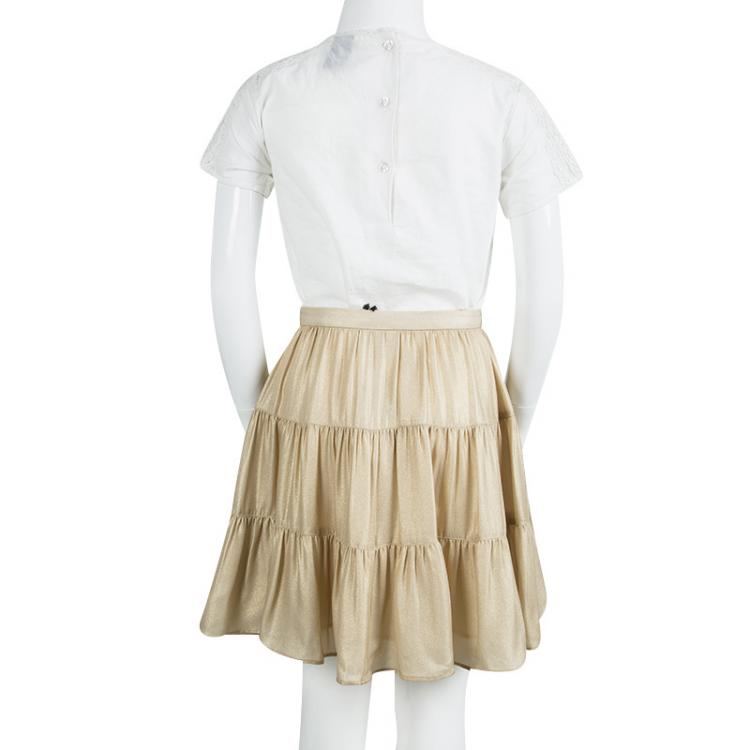Pre Owned Joseph Gold Silk Tiered Petra Skirt S