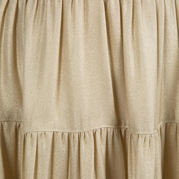 Pre Owned Joseph Gold Silk Tiered Petra Skirt S