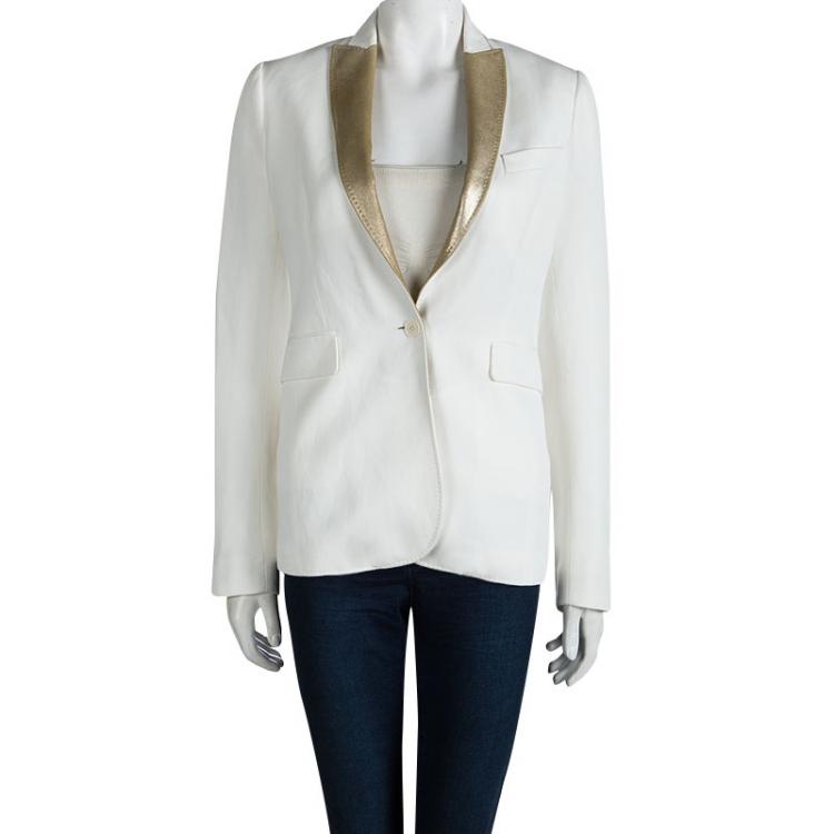 Pre Owned Joseph Off White Placket Detailed Notched Collar Blazer S