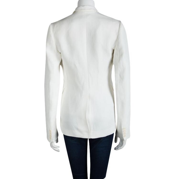 Pre Owned Joseph Off White Placket Detailed Notched Collar Blazer S