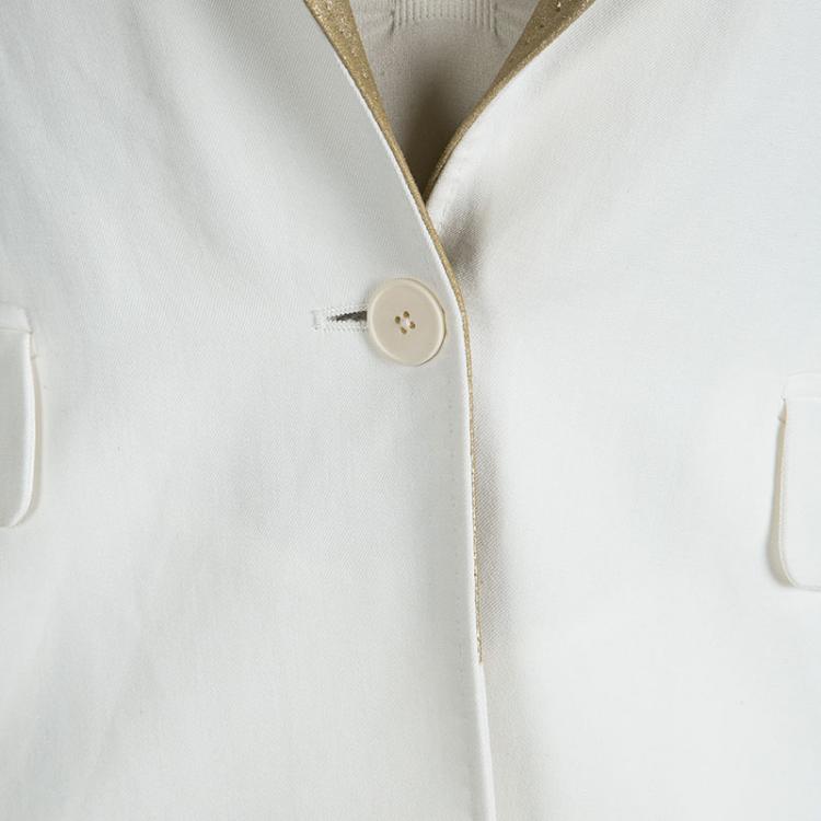 Pre Owned Joseph Off White Placket Detailed Notched Collar Blazer S