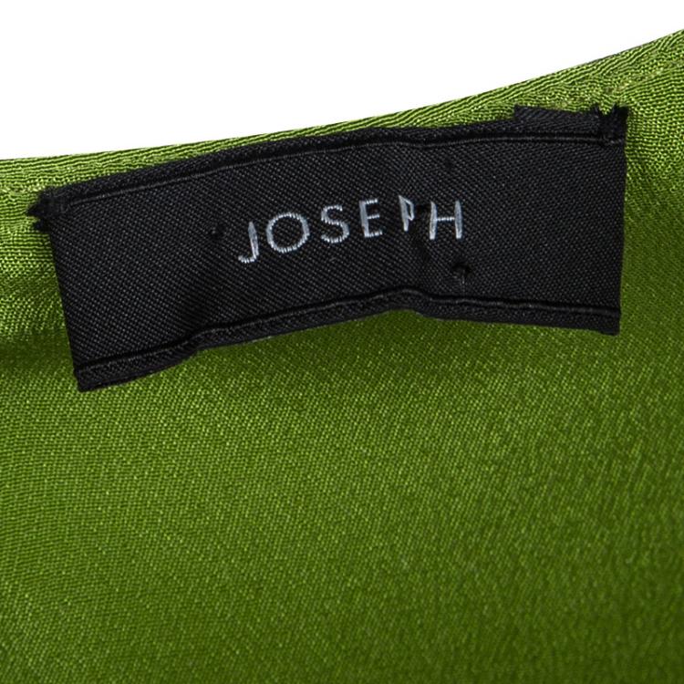 Pre Owned Joseph Green Plisse Side Panel Detail Sleeveless Top L