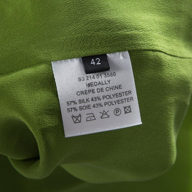 Pre Owned Joseph Green Plisse Side Panel Detail Sleeveless Top L