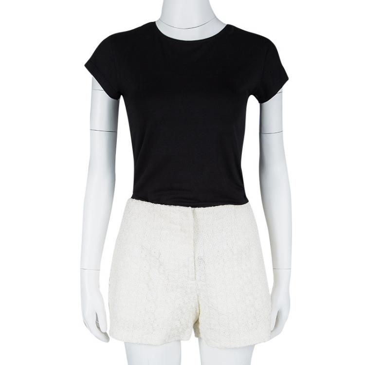 Pre Owned Joseph Cream Wren Embroidered Tulle Shorts M