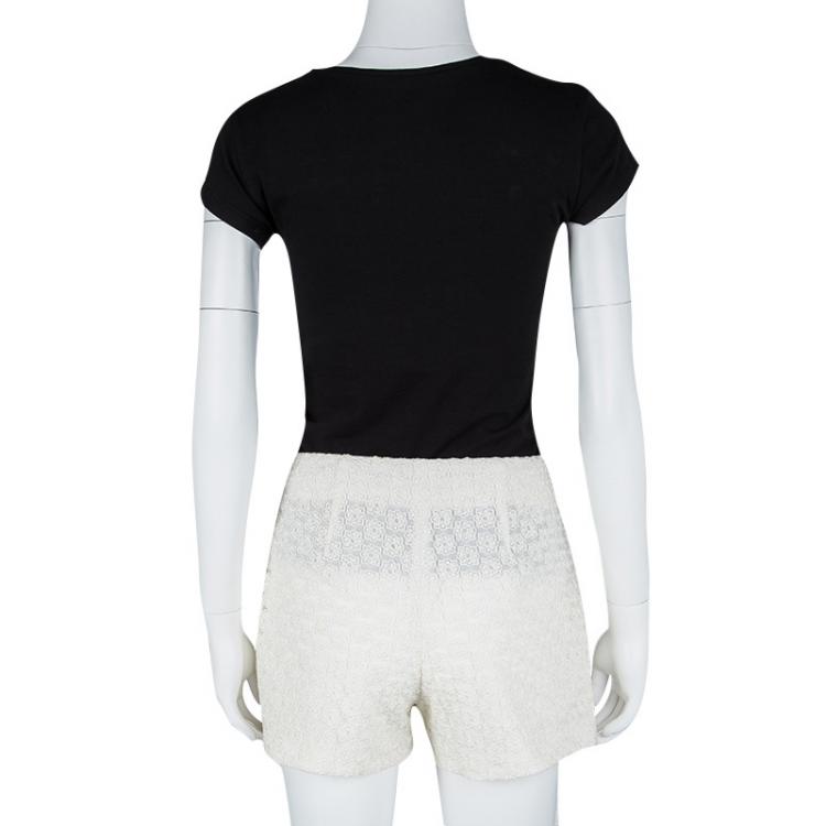 Pre Owned Joseph Cream Wren Embroidered Tulle Shorts M