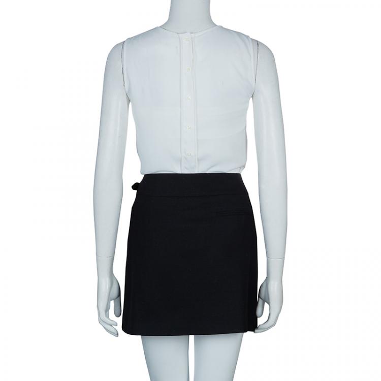 Pre Owned Joseph Black Buckle Detail Wool Skirt M