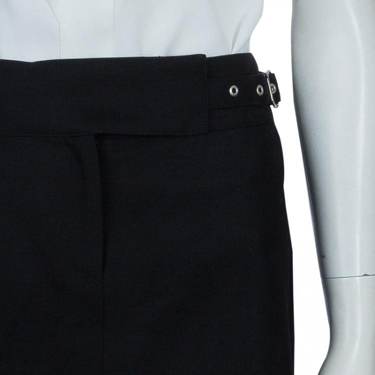 Pre Owned Joseph Black Buckle Detail Wool Skirt M
