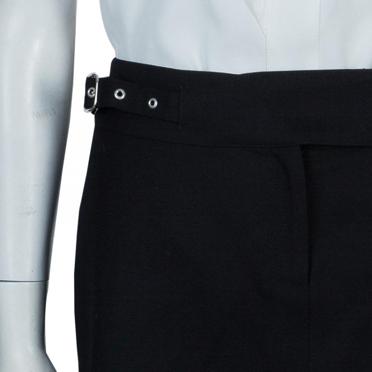 Pre Owned Joseph Black Buckle Detail Wool Skirt M