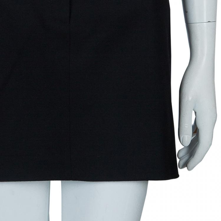 Pre Owned Joseph Black Buckle Detail Wool Skirt M