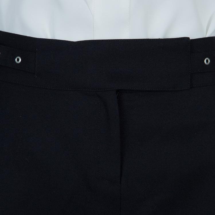 Pre Owned Joseph Black Buckle Detail Wool Skirt M
