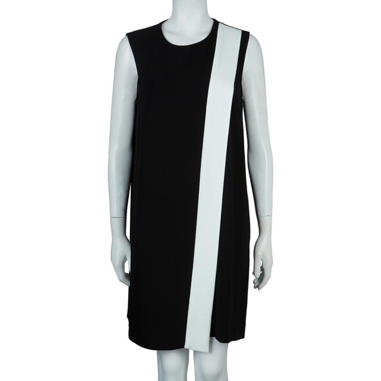 Pre Owned Joseph Monochrome Colorblock Sleeveless Dress L