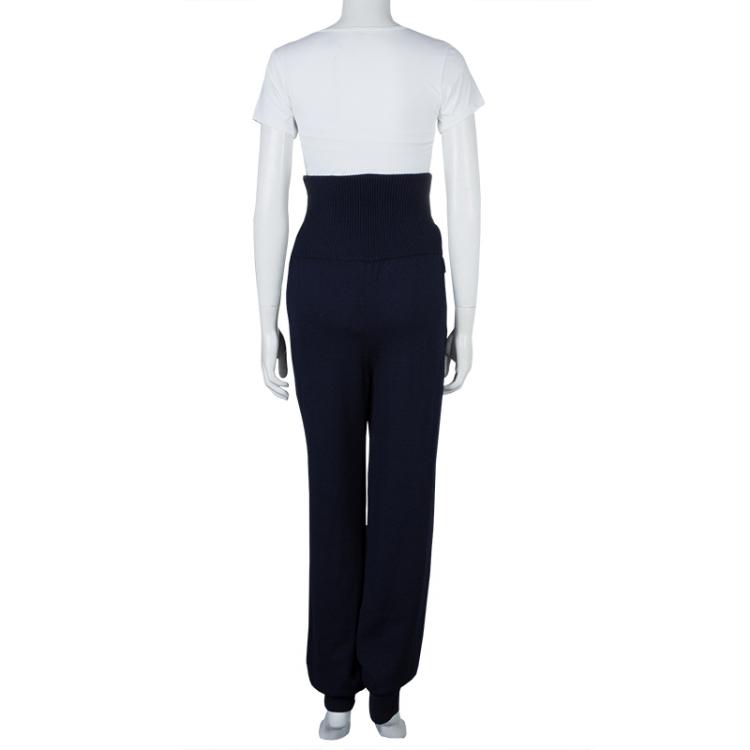 Pre Owned Joseph Navy Blue High Waist Wool Jogger Pants L