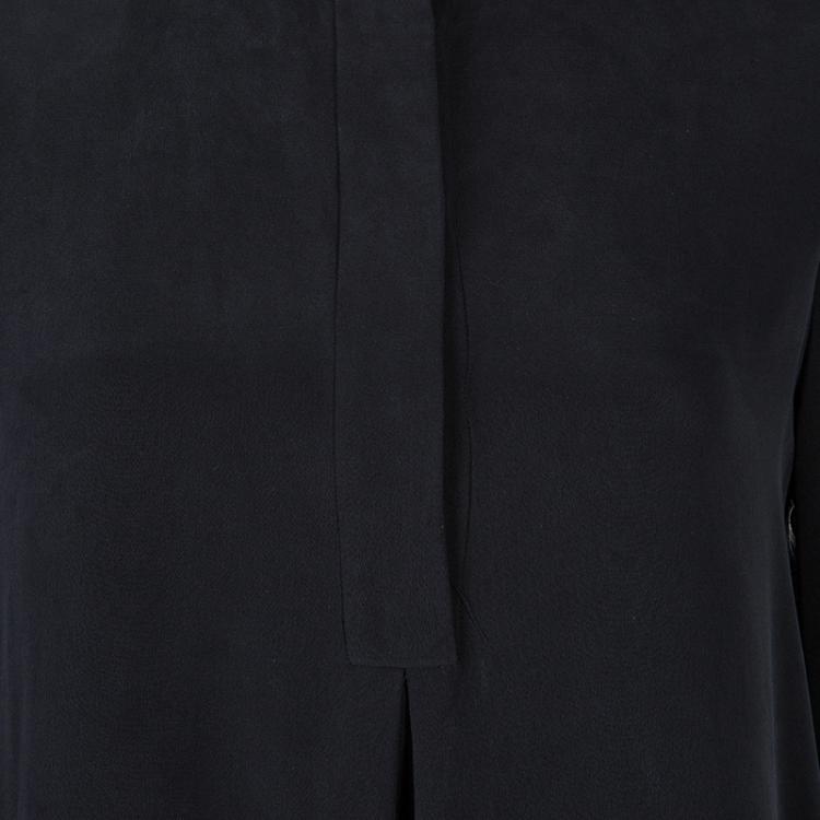 Pre Owned Joseph Black Matte Silk Sheer Sleeve Tunic Dress S