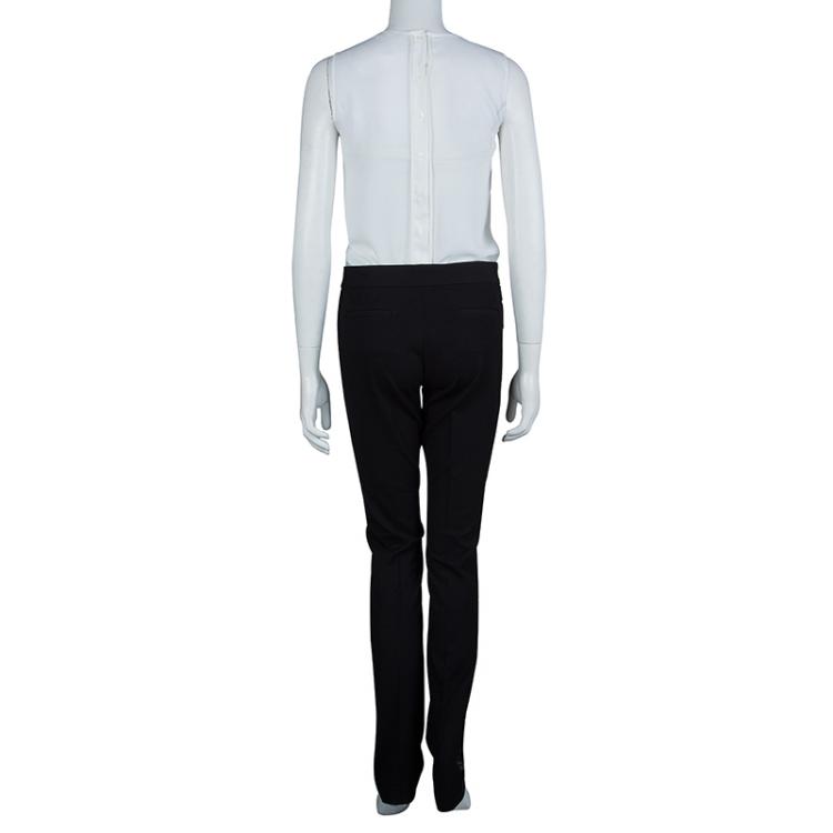 Pre Owned Joseph Black Satin Side Piping Detail Trousers M