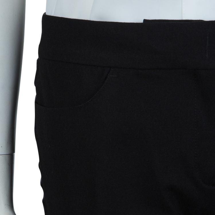Pre Owned Joseph Black Satin Side Piping Detail Trousers M