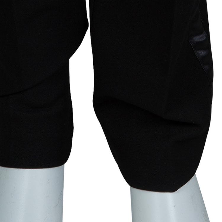 Pre Owned Joseph Black Satin Side Piping Detail Trousers M
