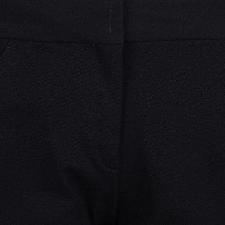 Pre Owned Joseph Black Satin Side Piping Detail Trousers M