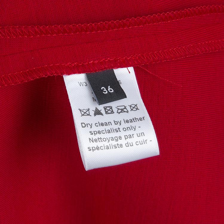 Pre Owned Joseph Red Knit Leather Patch Detail Shift Dress XS