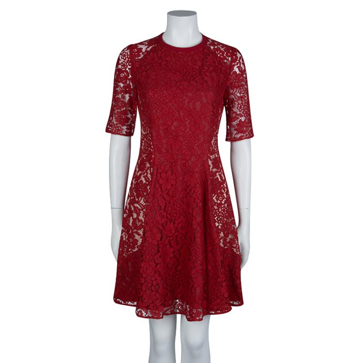 Pre Owned Joseph Red Lace A-Line Dress  S