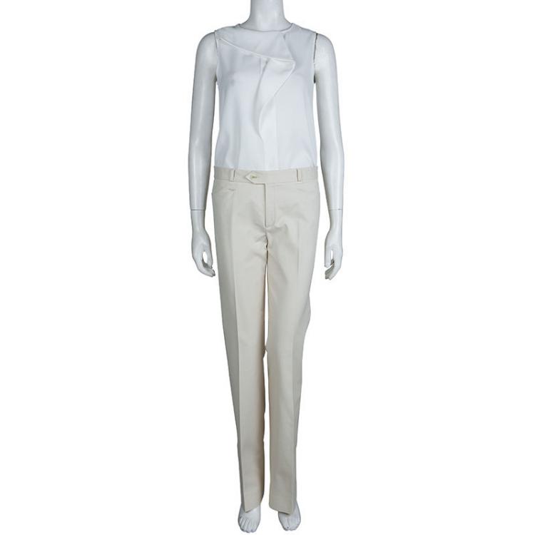 Pre Owned Joseph Cream Tailored Cotton Trousers M