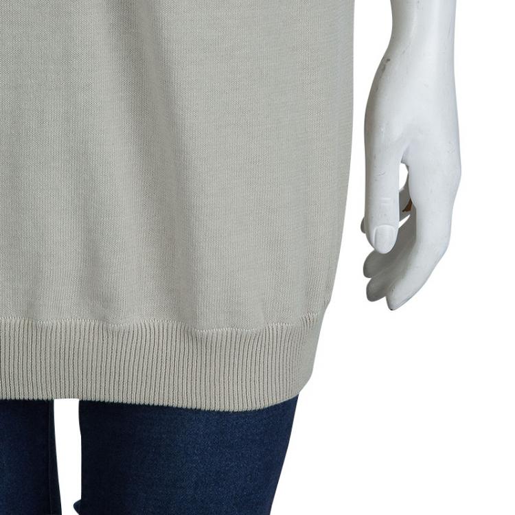 Pre Owned Joseph Beige Knit Criss Cross Tie-Up Detail Long Sleeve Top M