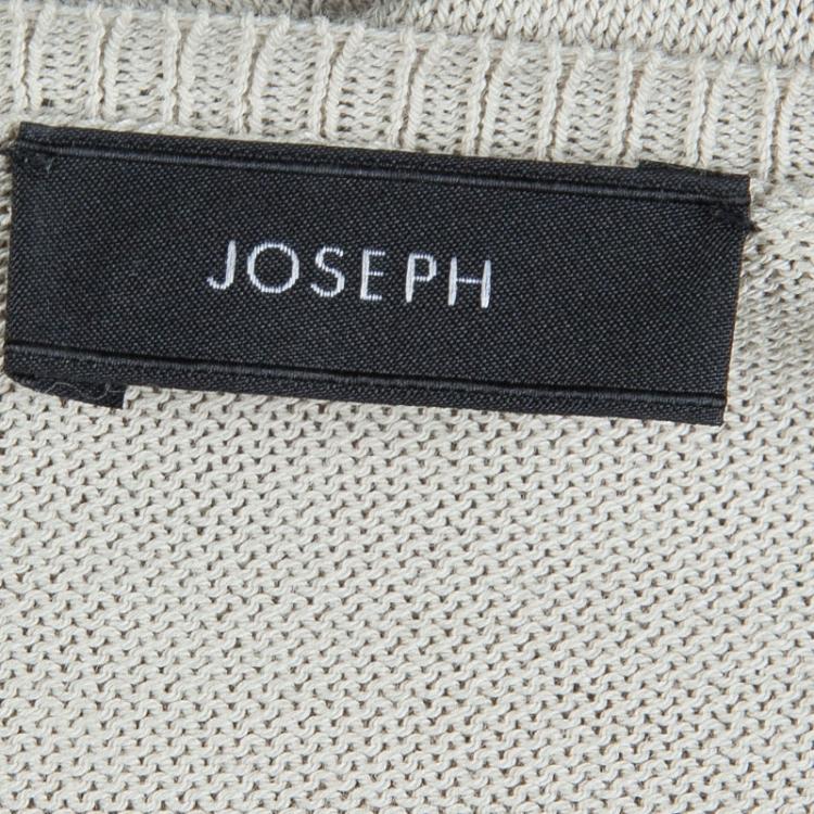 Pre Owned Joseph Beige Knit Criss Cross Tie-Up Detail Long Sleeve Top M