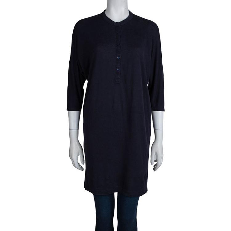 Pre Owned Joseph Navy Blue Linen Jersey Tunic M