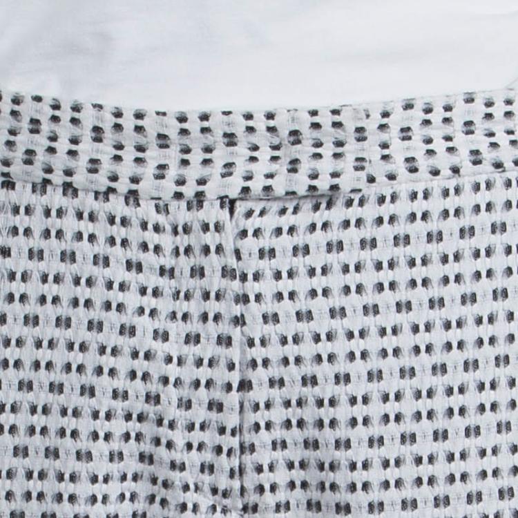 Pre Owned Joseph Monochrome Textured Cotton Cropped Trousers S